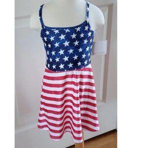 Girls Falls Creek 4th Of July Swing Dress Size XS 4/5 Sm 6/6X American Flag NWT